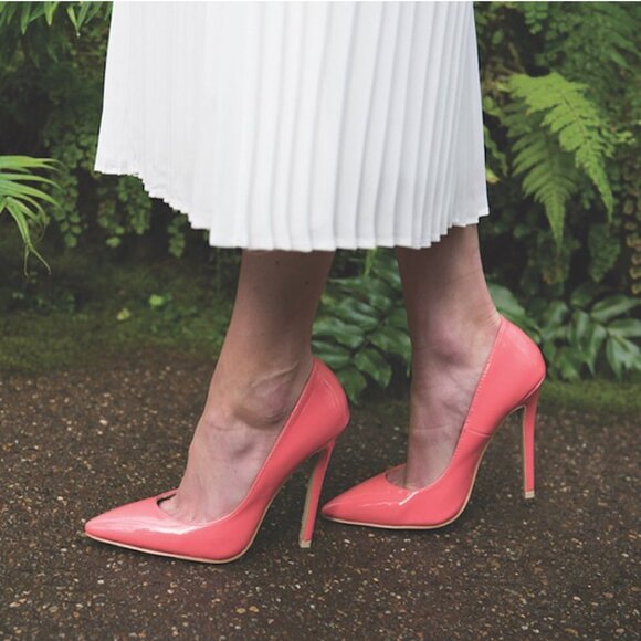 Guilty Soles Shiny Coral Stilettos - Picture 5 of 5